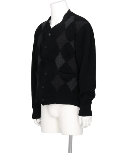 BOILED WOOL ARGYLE SWEATER