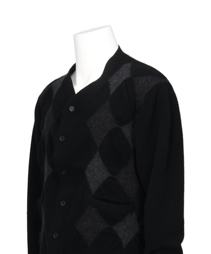 BOILED WOOL ARGYLE SWEATER