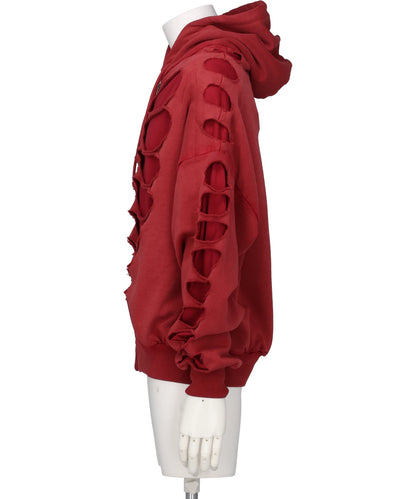 SHOULDERLESS HOODIE CUT-OUT RED