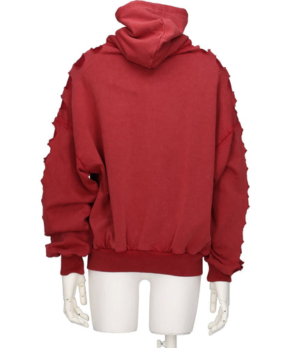 SHOULDERLESS HOODIE CUT-OUT RED