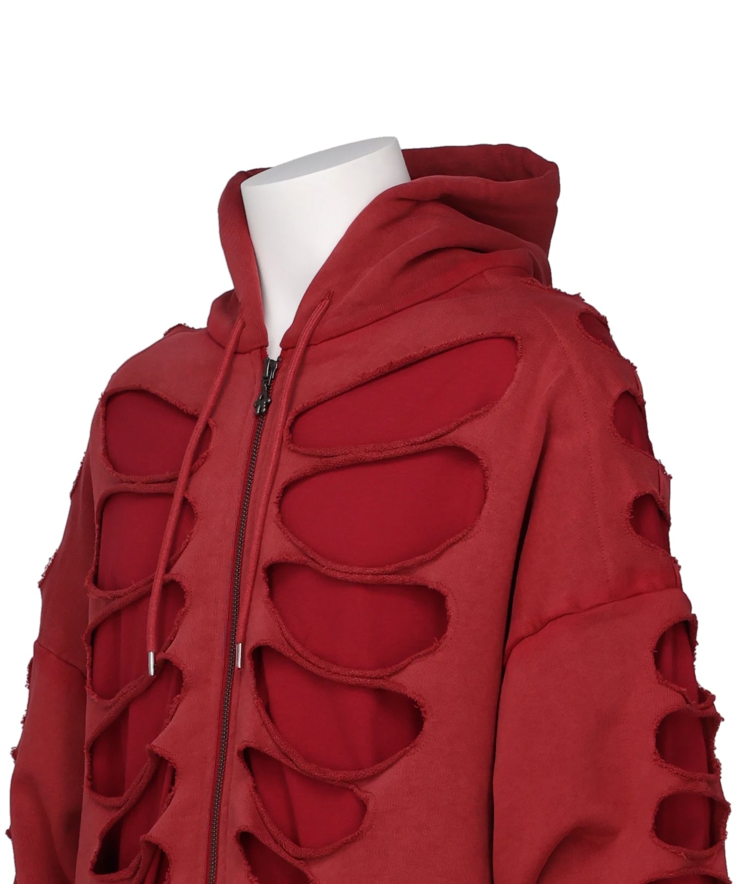 SHOULDERLESS HOODIE CUT-OUT RED
