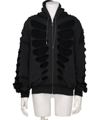 AVAVAV(アヴァヴァヴ) OS SHOULDERLESS HOODIE CUT-OUT BLACK