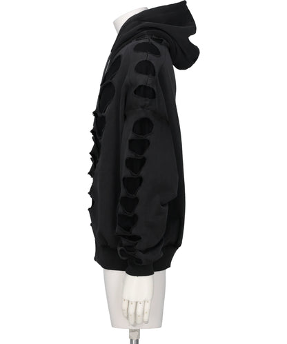 OS SHOULDERLESS HOODIE CUT-OUT BLACK
