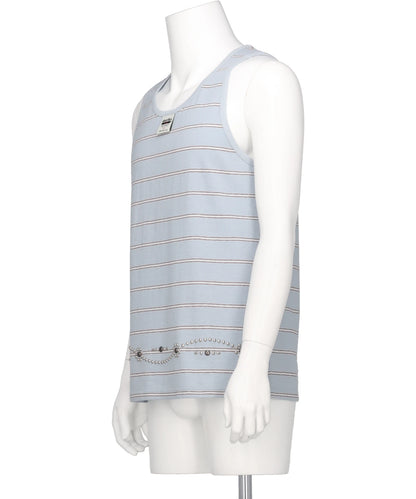 "WAIST STUDS" BORDER TANK TOPS
