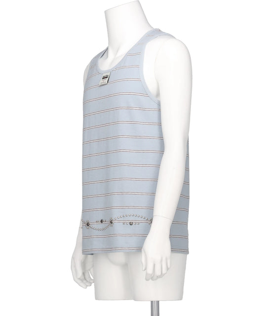 "WAIST STUDS" BORDER TANK TOPS