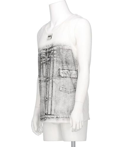 "MATT"TRANSFER PRINT FANCY DOBBY TAG TANK TOP