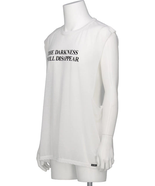 TYPOGRAPHY PRINT SHEER JERSEY SLEEVELESST-SHIRT