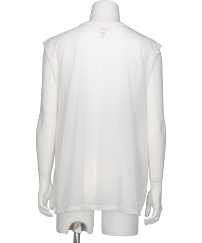 TYPOGRAPHY PRINT SHEER JERSEY SLEEVELESST-SHIRT