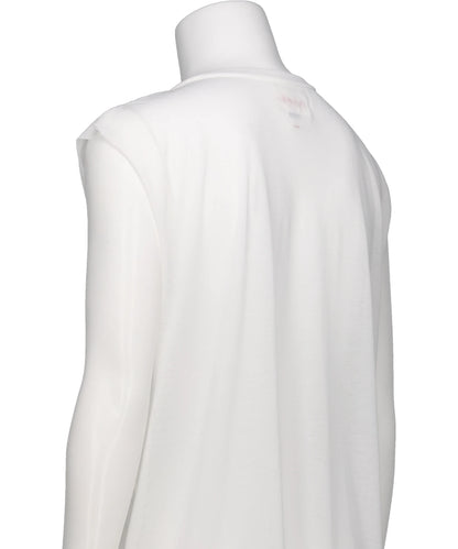 TYPOGRAPHY PRINT SHEER JERSEY SLEEVELESST-SHIRT