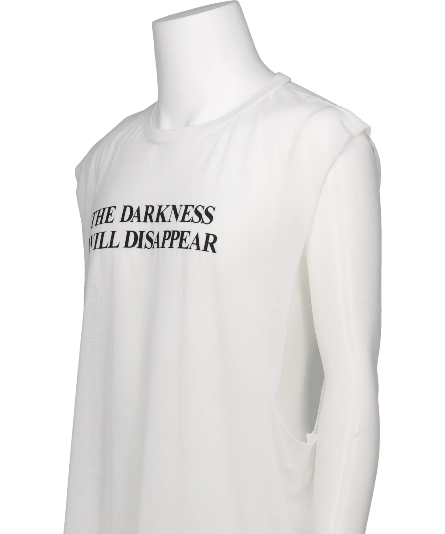 TYPOGRAPHY PRINT SHEER JERSEY SLEEVELESST-SHIRT