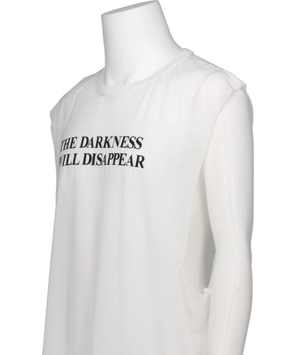 TYPOGRAPHY PRINT SHEER JERSEY SLEEVELESST-SHIRT
