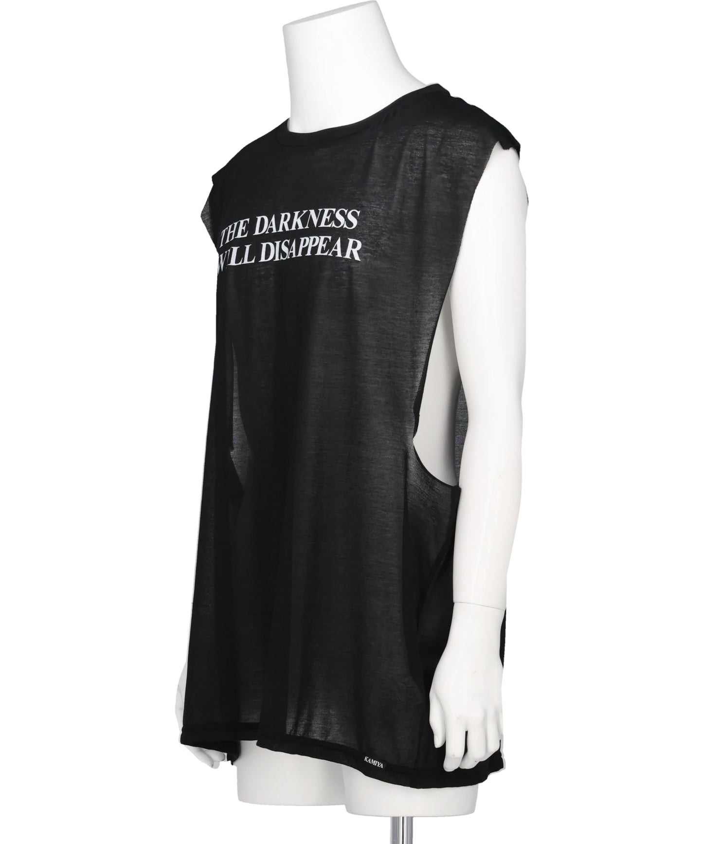 TYPOGRAPHY PRINT SHEER JERSEY SLEEVELESST-SHIRT