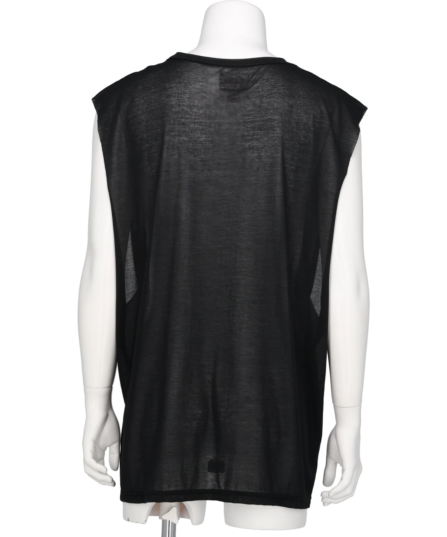 TYPOGRAPHY PRINT SHEER JERSEY SLEEVELESST-SHIRT