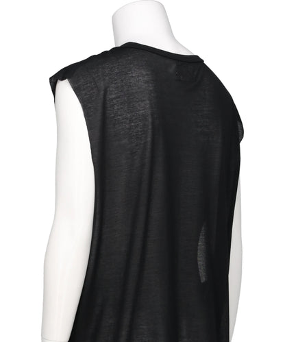 TYPOGRAPHY PRINT SHEER JERSEY SLEEVELESST-SHIRT