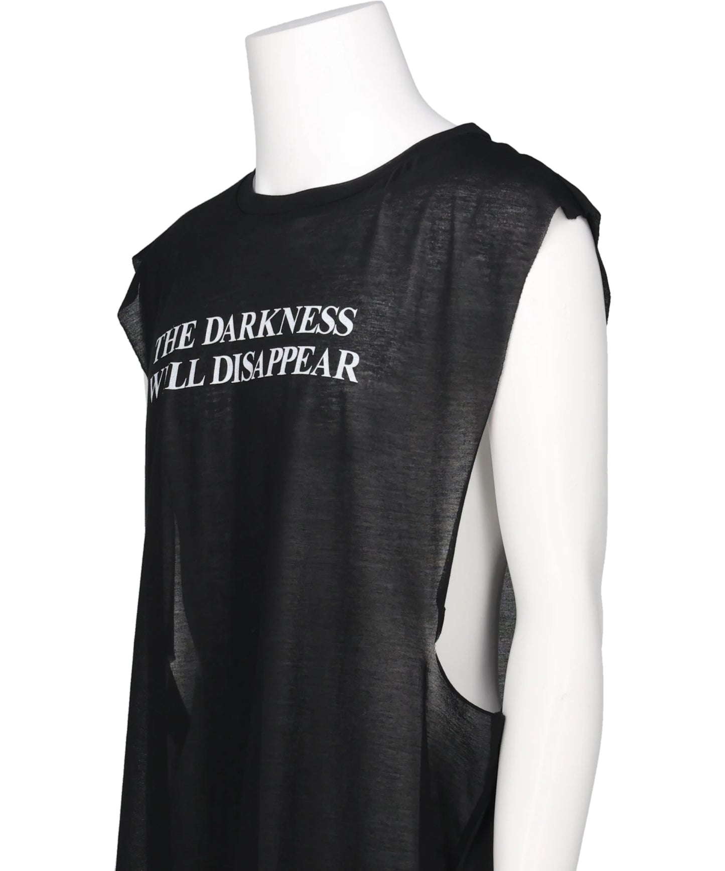 TYPOGRAPHY PRINT SHEER JERSEY SLEEVELESST-SHIRT