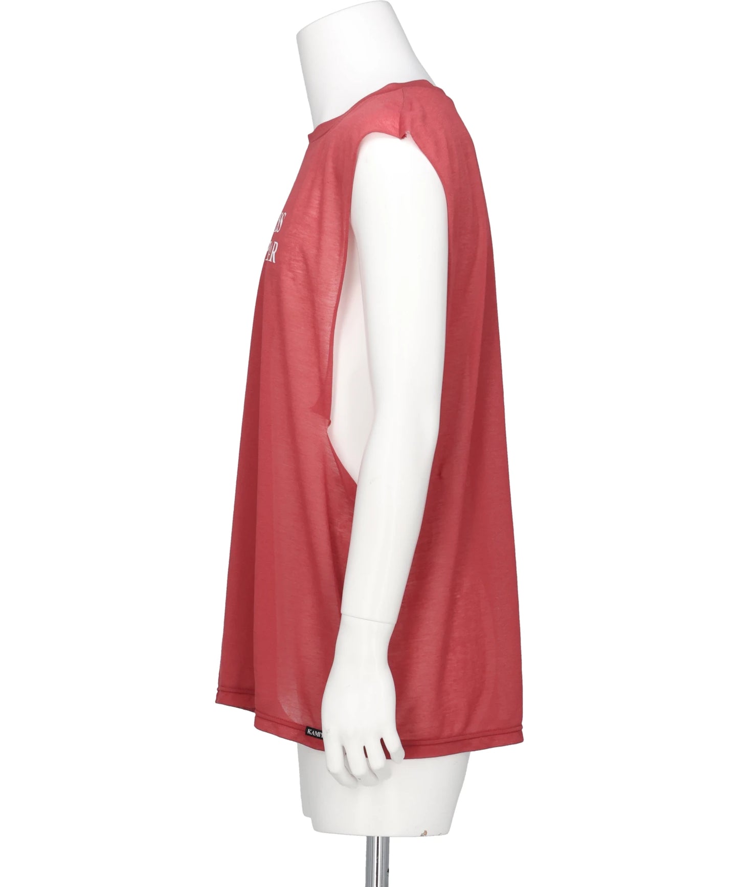 TYPOGRAPHY PRINT SHEER JERSEY SLEEVELESST-SHIRT