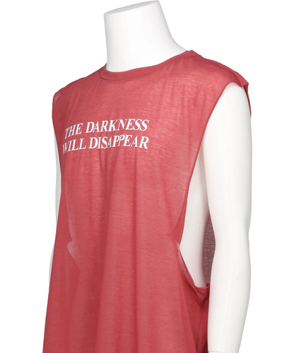 TYPOGRAPHY PRINT SHEER JERSEY SLEEVELESST-SHIRT