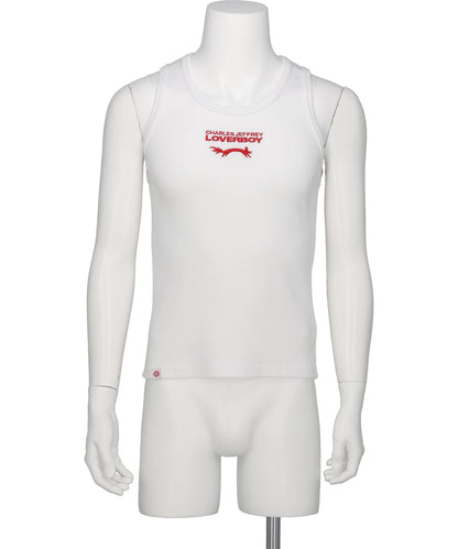 Charles Jeffrey LOVERBOY LOGO TANK TOP- WHITE AND RED WHT
