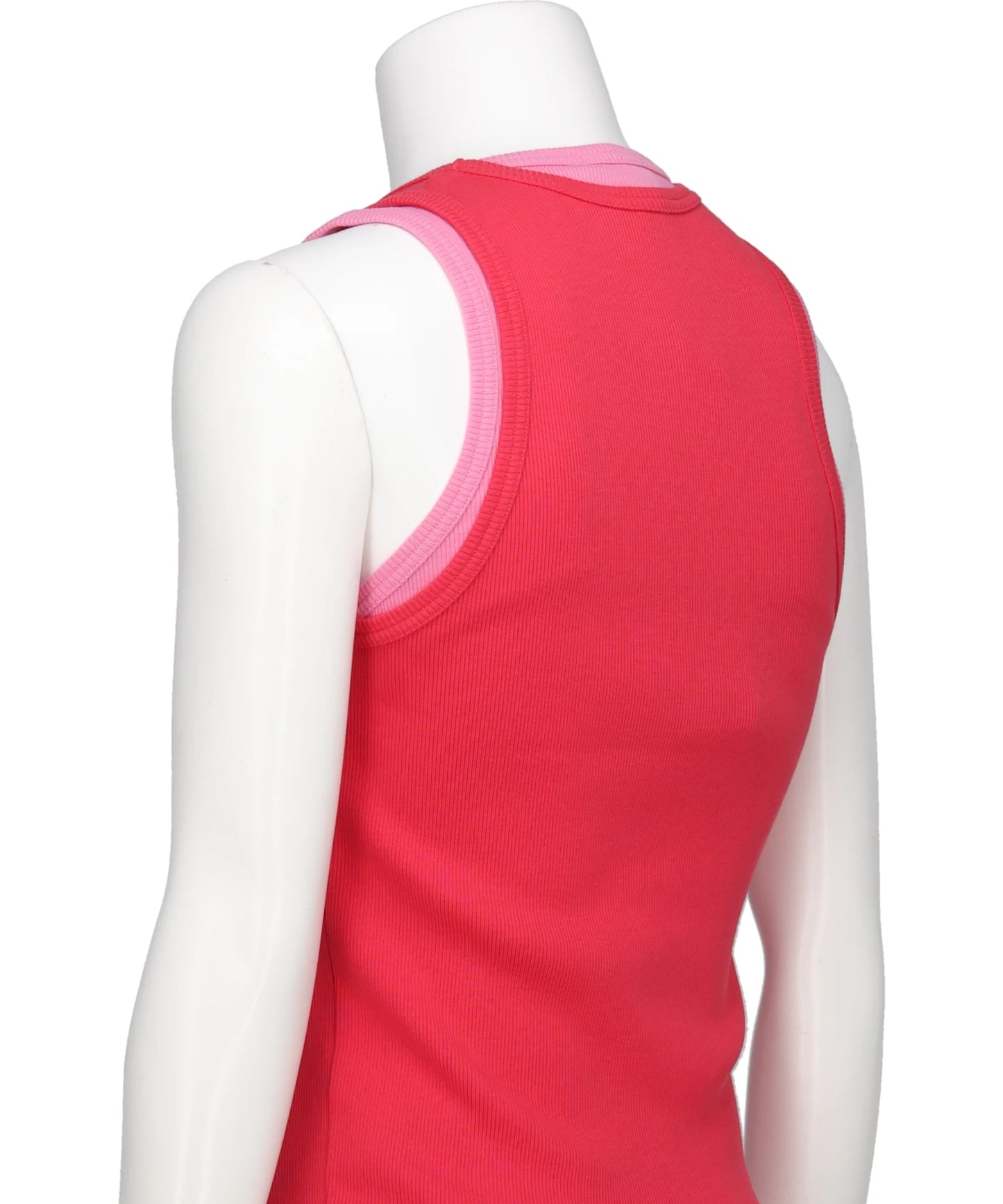 DOUBLE LOGO TANK TOP- CORAL+PINK RED