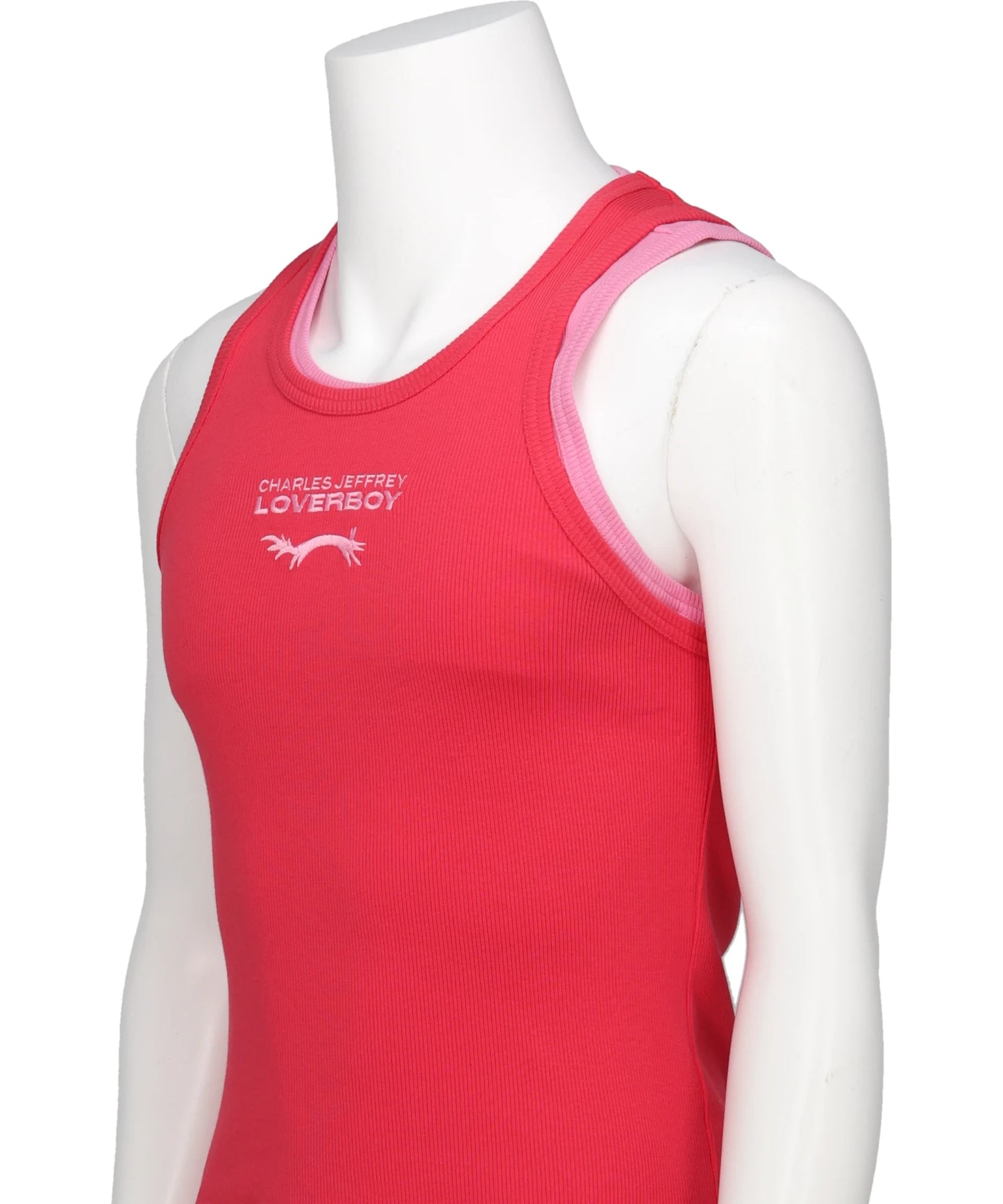 DOUBLE LOGO TANK TOP- CORAL+PINK RED