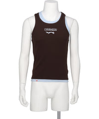 Charles Jeffrey LOVERBOY DOUBLE LOGO TANK TOP- BROWN+LIGHT BLUE BRW