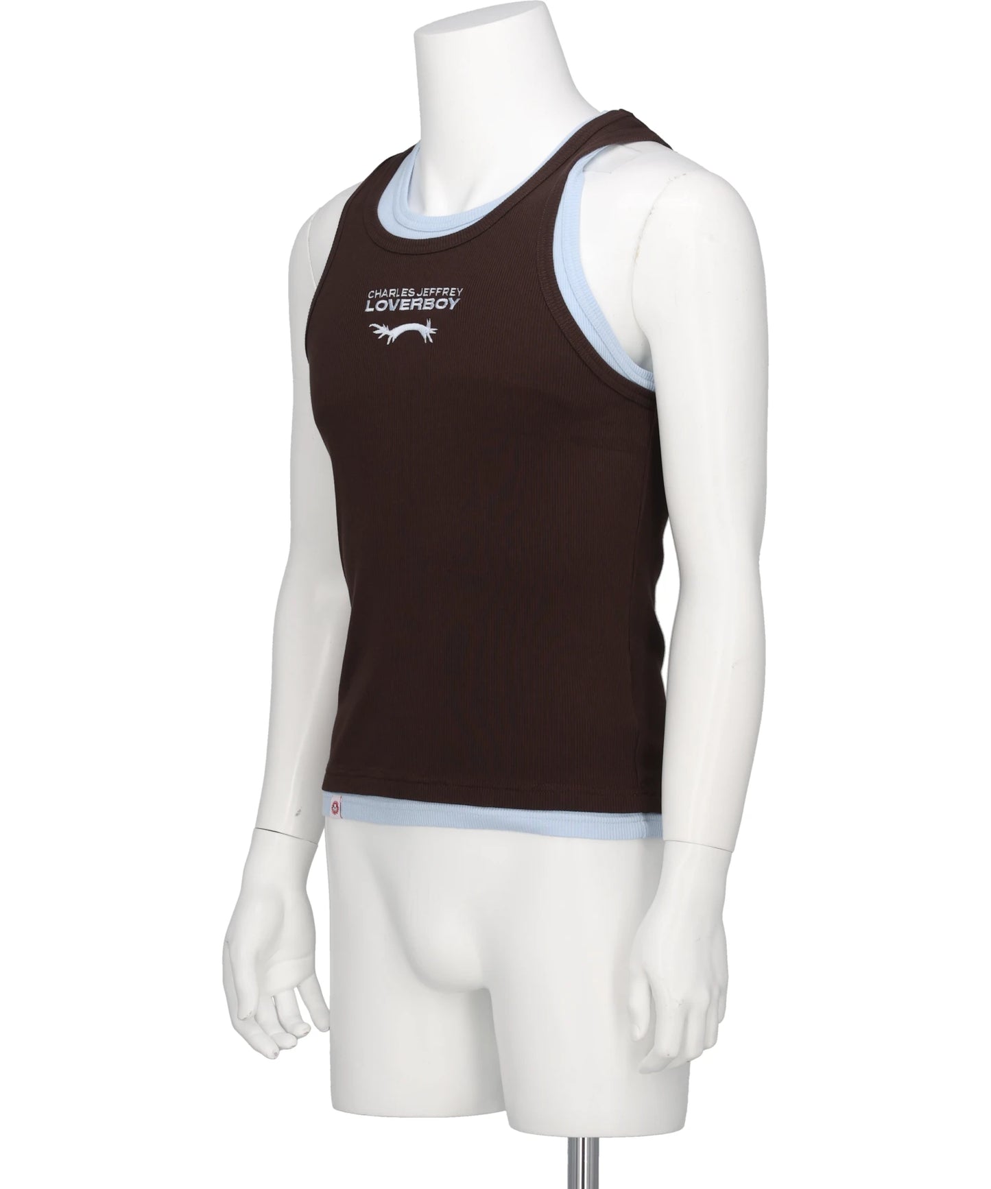 DOUBLE LOGO TANK TOP- BROWN+LIGHT BLUE BRW