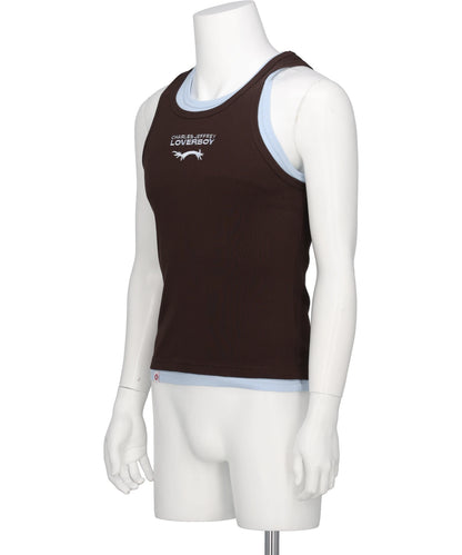 DOUBLE LOGO TANK TOP- BROWN+LIGHT BLUE BRW