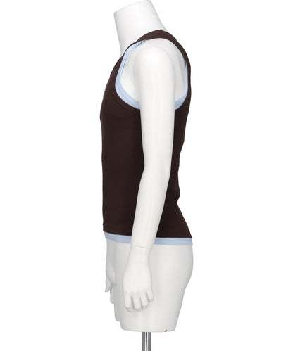 DOUBLE LOGO TANK TOP- BROWN+LIGHT BLUE BRW