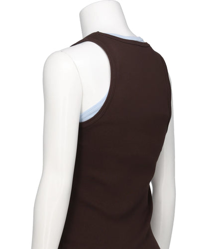DOUBLE LOGO TANK TOP- BROWN+LIGHT BLUE BRW