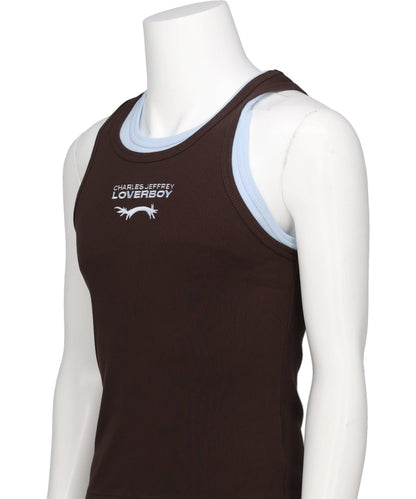DOUBLE LOGO TANK TOP- BROWN+LIGHT BLUE BRW