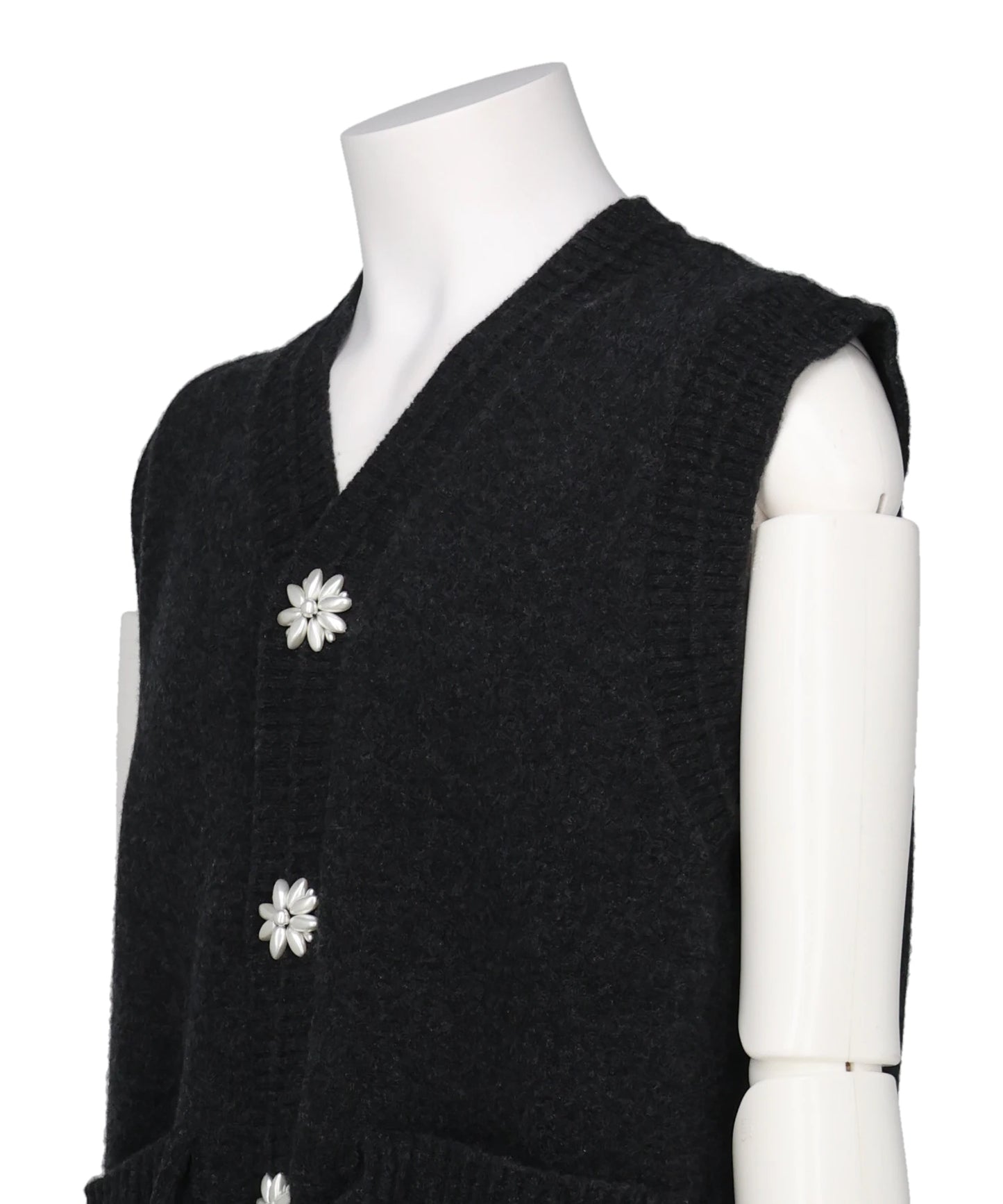 KNIT VEST W/ PEARL BUTTONS