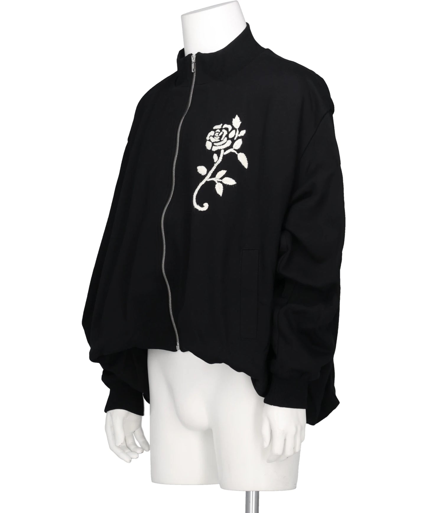 HANDEMBROIDERED BALLOON JERSEYZIP-UPTOP