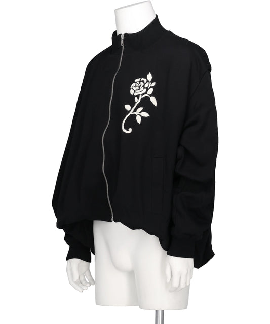 HANDEMBROIDERED BALLOON JERSEYZIP-UPTOP