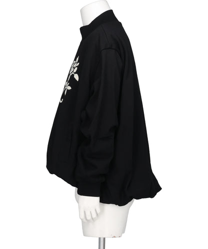 HANDEMBROIDERED BALLOON JERSEYZIP-UPTOP