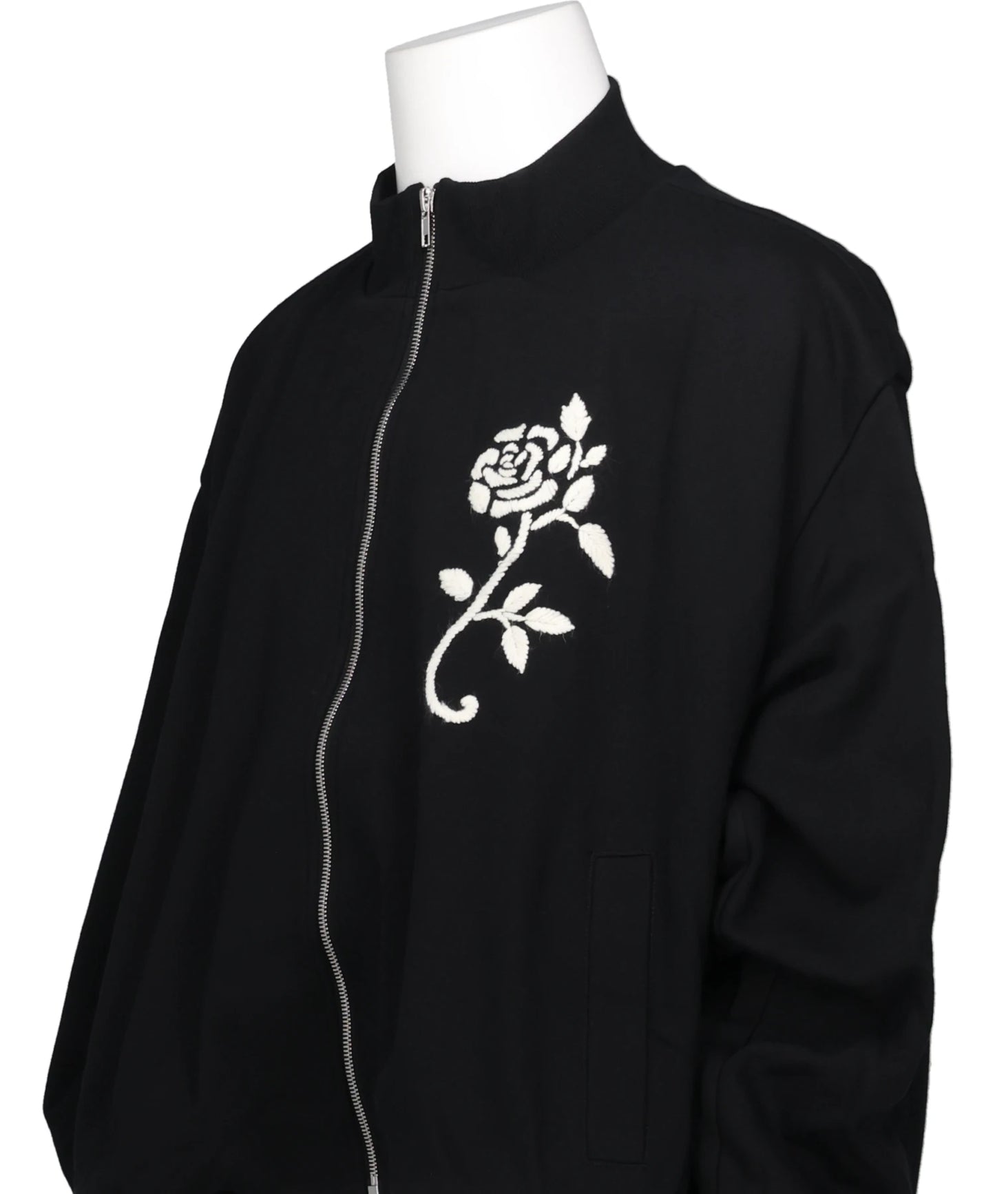 HANDEMBROIDERED BALLOON JERSEYZIP-UPTOP
