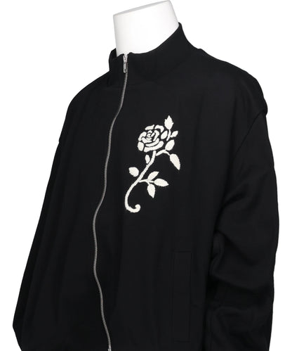 HANDEMBROIDERED BALLOON JERSEYZIP-UPTOP