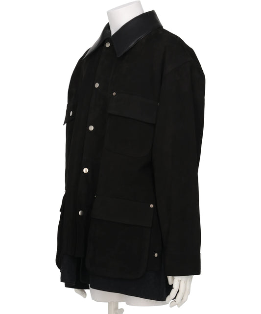 NUBACK LEATHER COVERALL JACKET