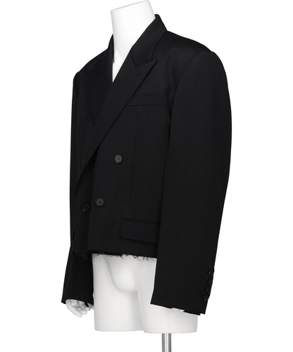 WOOL GABARDINE CUT-OFF SPENCER JACKET
