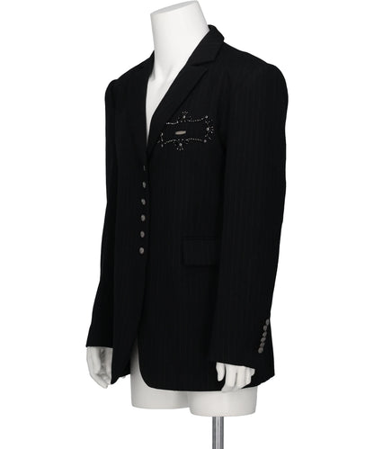 METAL EMBROIDERY STRIPE WOOL JACKET