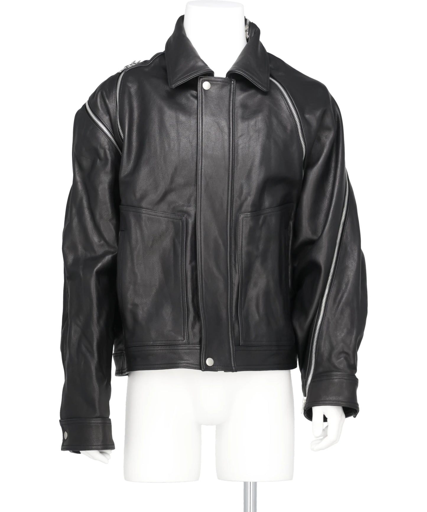 FILLETED ZIP LEATHER JACKET