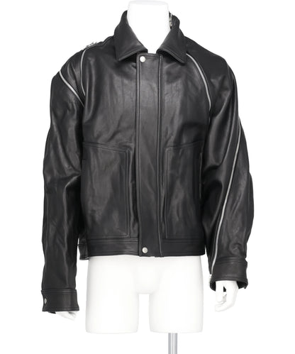 FILLETED ZIP LEATHER JACKET