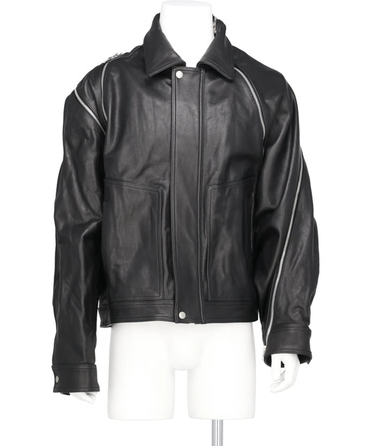 FILLETED ZIP LEATHER JACKET