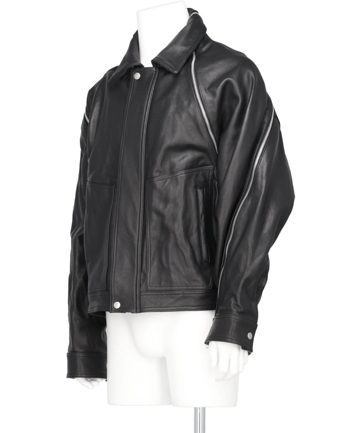 FILLETED ZIP LEATHER JACKET