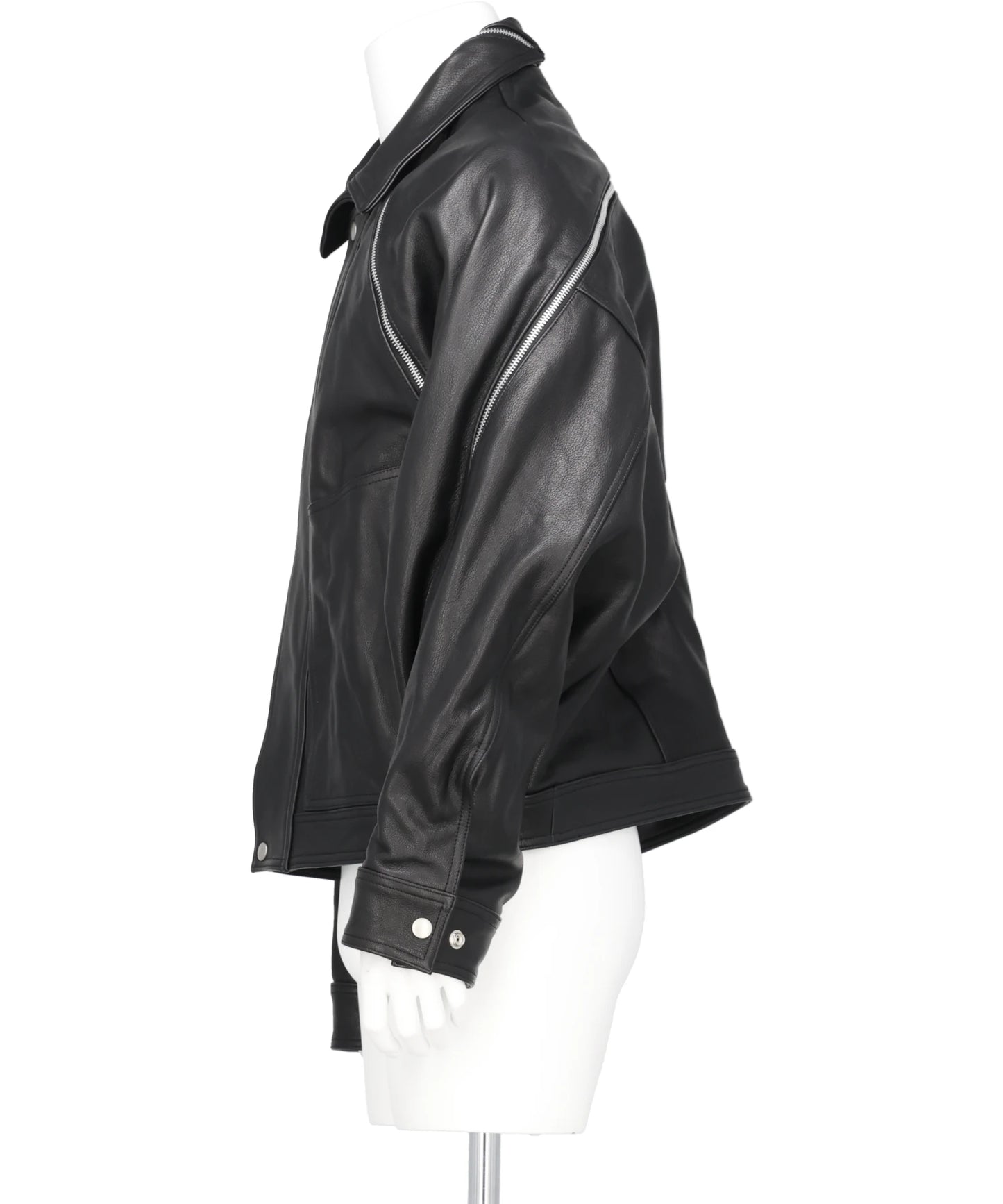FILLETED ZIP LEATHER JACKET
