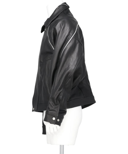 FILLETED ZIP LEATHER JACKET