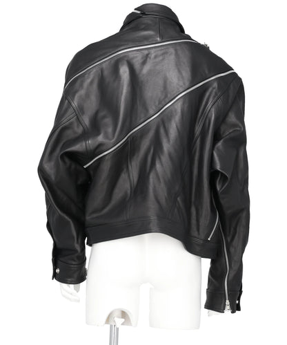 FILLETED ZIP LEATHER JACKET