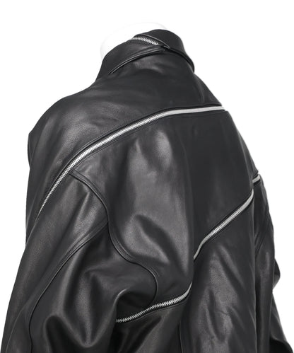 FILLETED ZIP LEATHER JACKET
