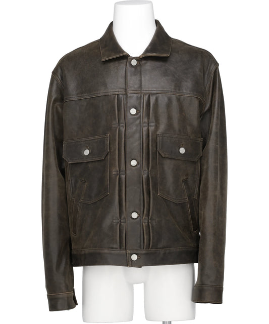 YOKE(ヨーク) 2026SS CRACKED LEATHER TRUCKER JACKET YK26SS01159B