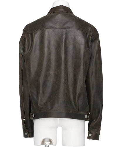 CRACKED LEATHER TRUCKER JACKET