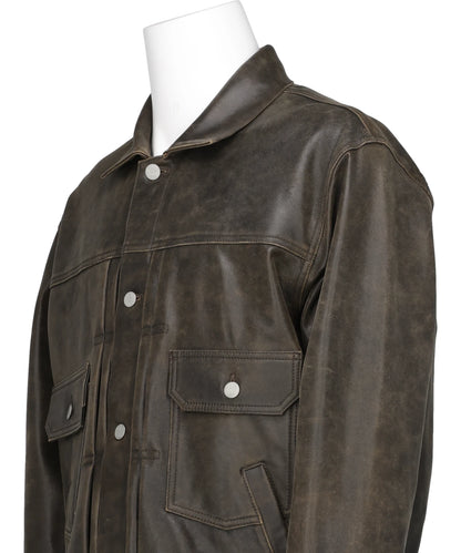 YOKE(ヨーク) 2026SS CRACKED LEATHER TRUCKER JACKET YK26SS01159B YOKE(ヨーク) 2026SS CRACKED LEATHER TRUCKER JACKET YK26SS01159B
